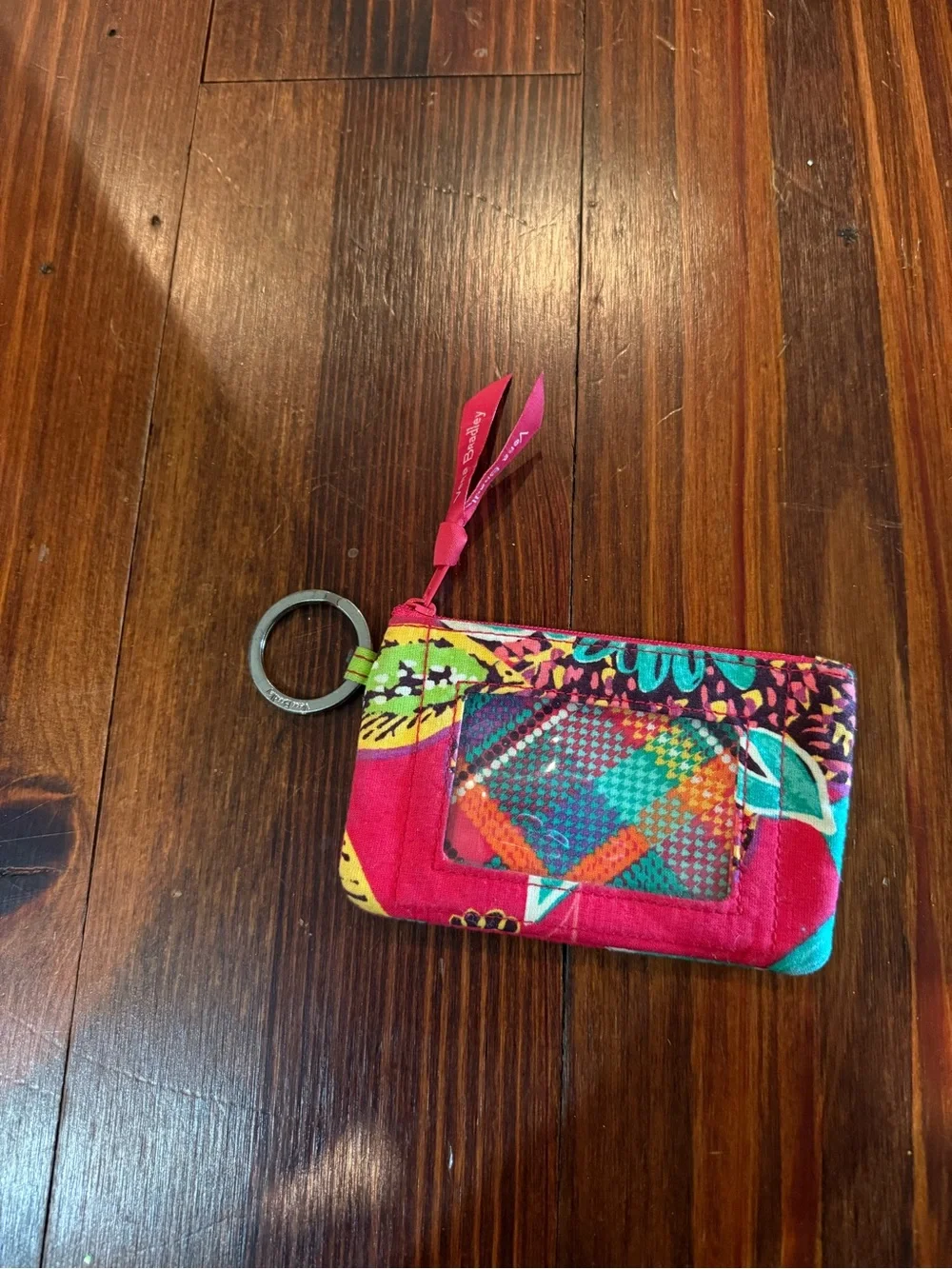 Vera Bradley Patterned Pink Fabric Card Holder Key Ring